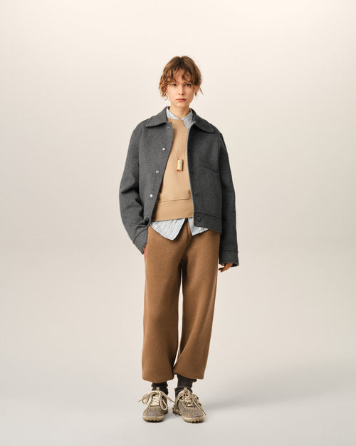Chaqueta abotonada de lana y cachemir gris - Mujer - 2 - AMI Paris - Ami Paris