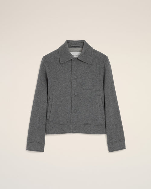 Chaqueta abotonada de lana y cachemir gris - Mujer - 1 - AMI Paris - Ami Paris