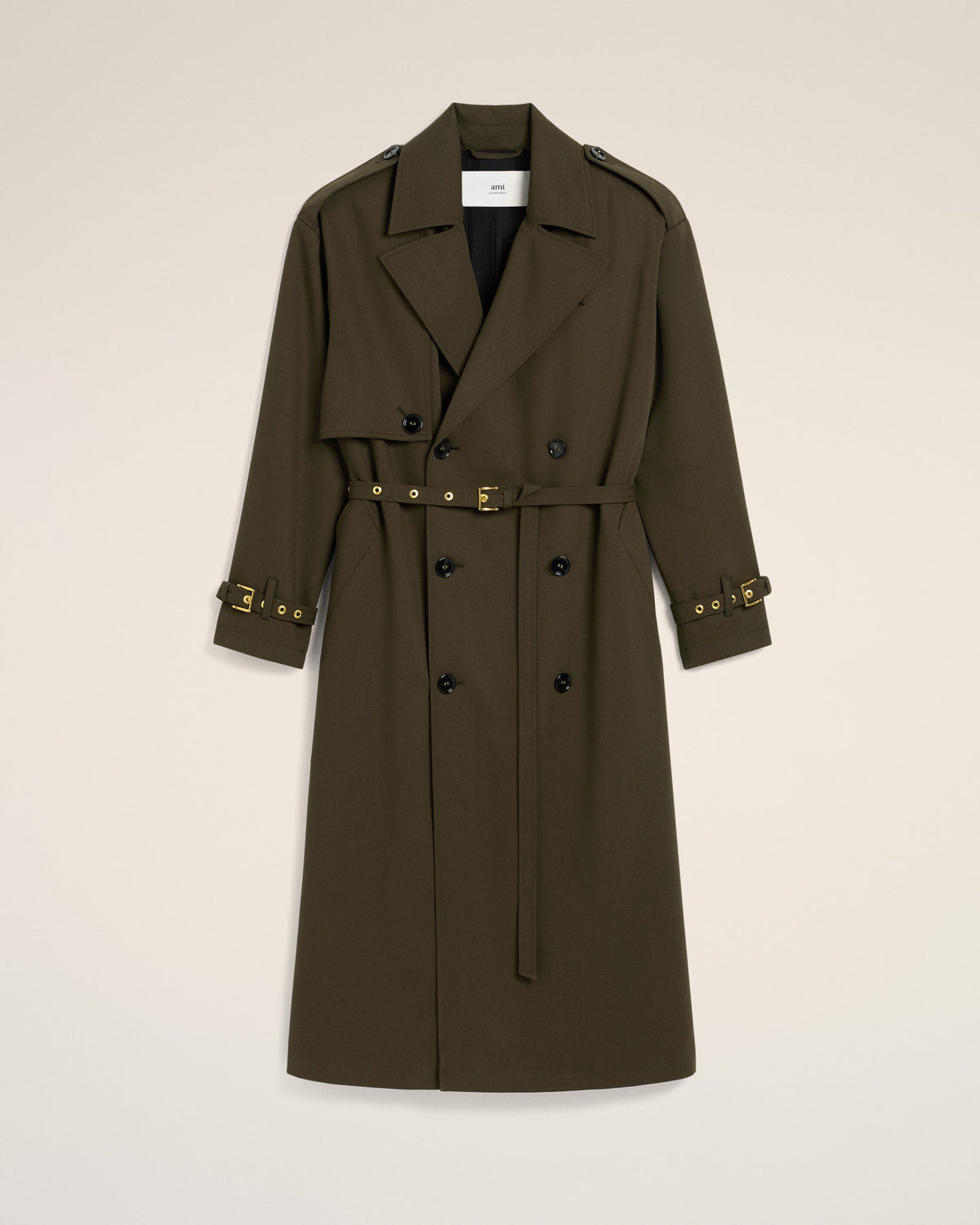 Trench Coat Vert En Laine - 1