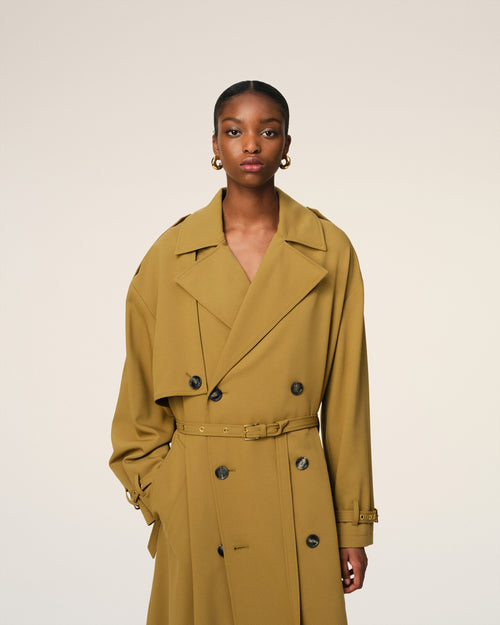 Trench Coat Moutarde En Laine - Femme - 3 - AMI Paris - Ami Paris