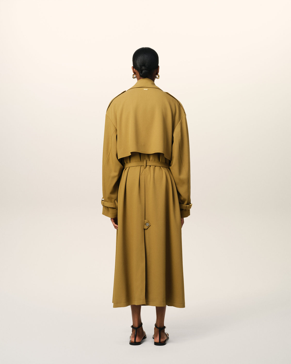 Trench Coat Moutarde En Laine - 5