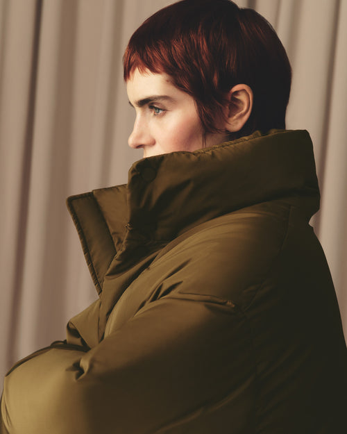 Green Taffetas  Ami De Coeur Down Jacket - 7 - Ami Paris