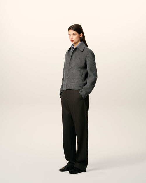 Chaqueta boxy abotonada de lana gris - 6 - Ami Paris