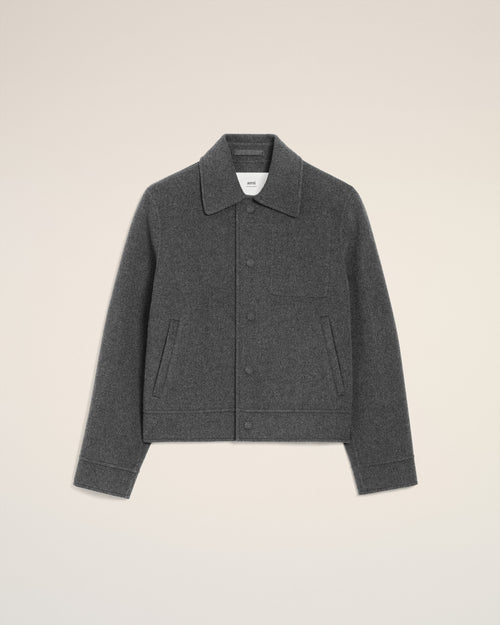 Grey Wool Boxy Buttoned Jacket - 4 - Ami Paris