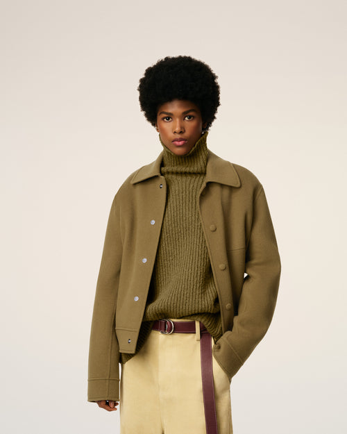 Green Wool Boxy Buttoned Jacket - 3 - Ami Paris