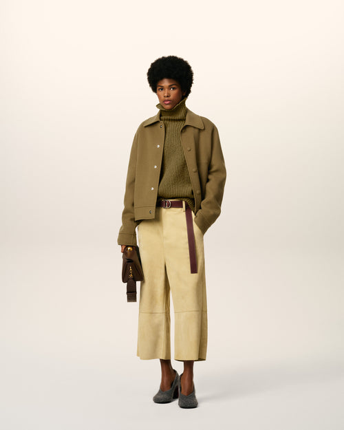                             Geknöpfte Boxy-Fit-Jacke aus grüner Wolle - 3                         - Ami Paris