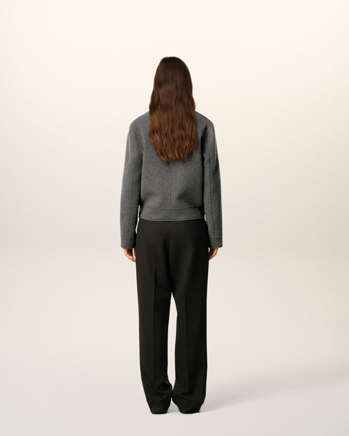 Grey Wool Boxy Buttoned Jacket - 5 - Ami Paris