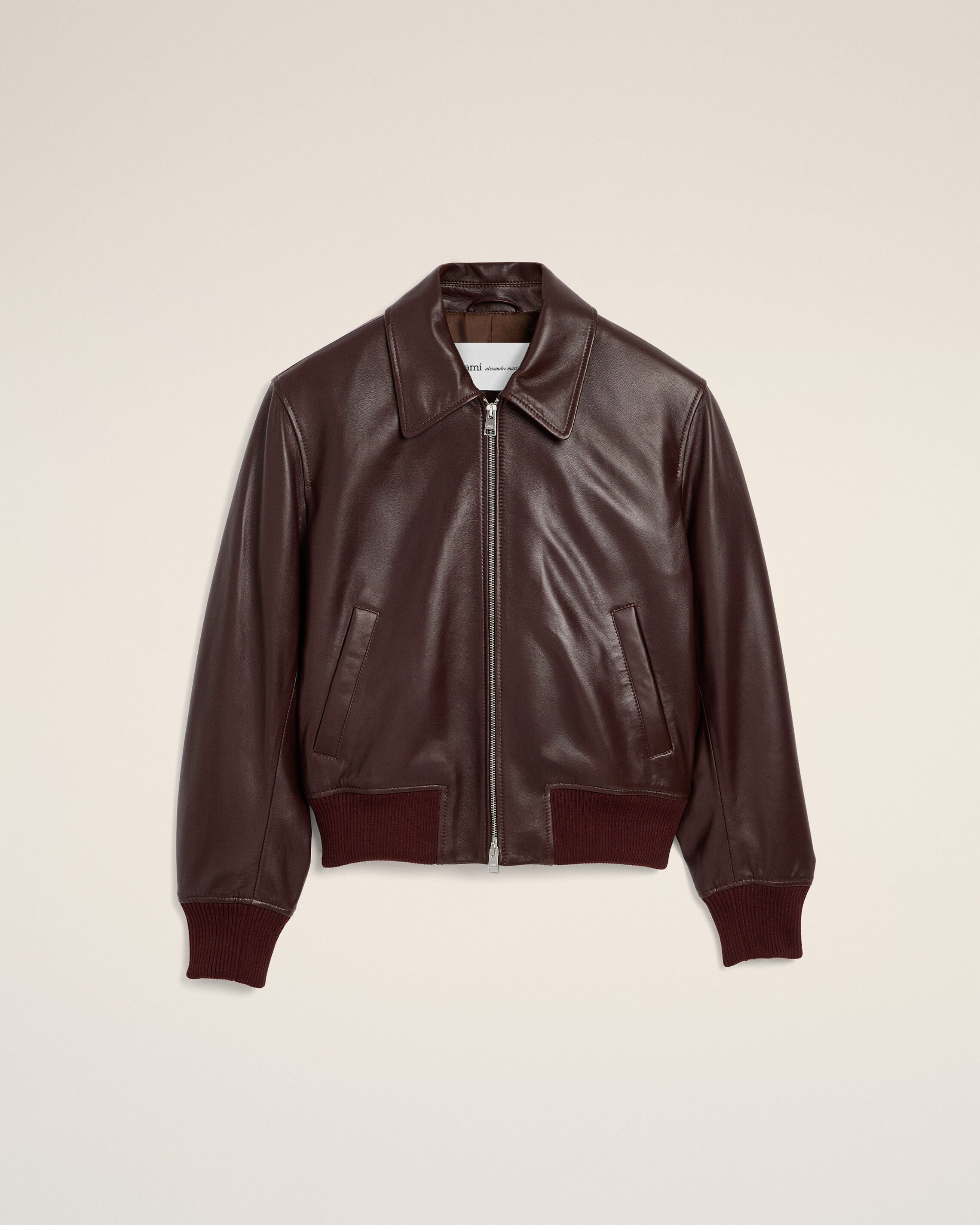 Chaqueta de cuero de cordero burdeos - 1