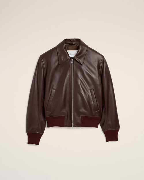 Chaqueta de cuero de cordero burdeos - 2 - Ami Paris