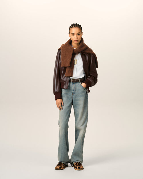 Chaqueta de cuero de cordero burdeos - Mujer - 2 - AMI Paris - Ami Paris