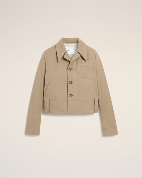 Beige Cotton Buttoned Jacket - 2 - Ami Paris