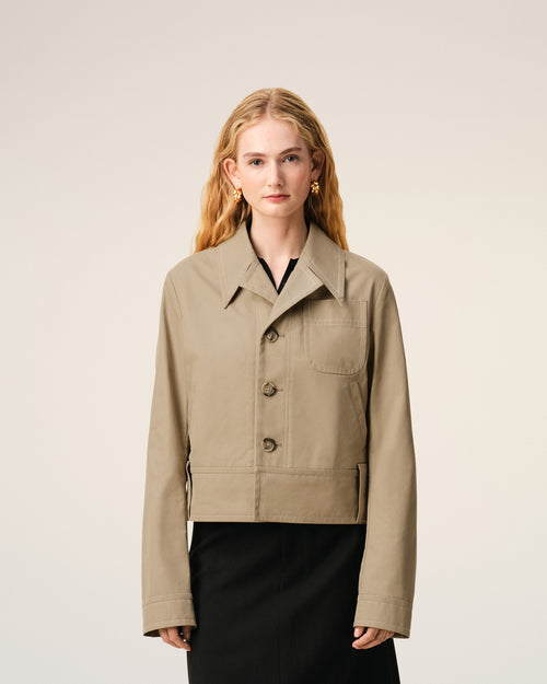 Beige Cotton Buttoned Jacket - 3 - Ami Paris