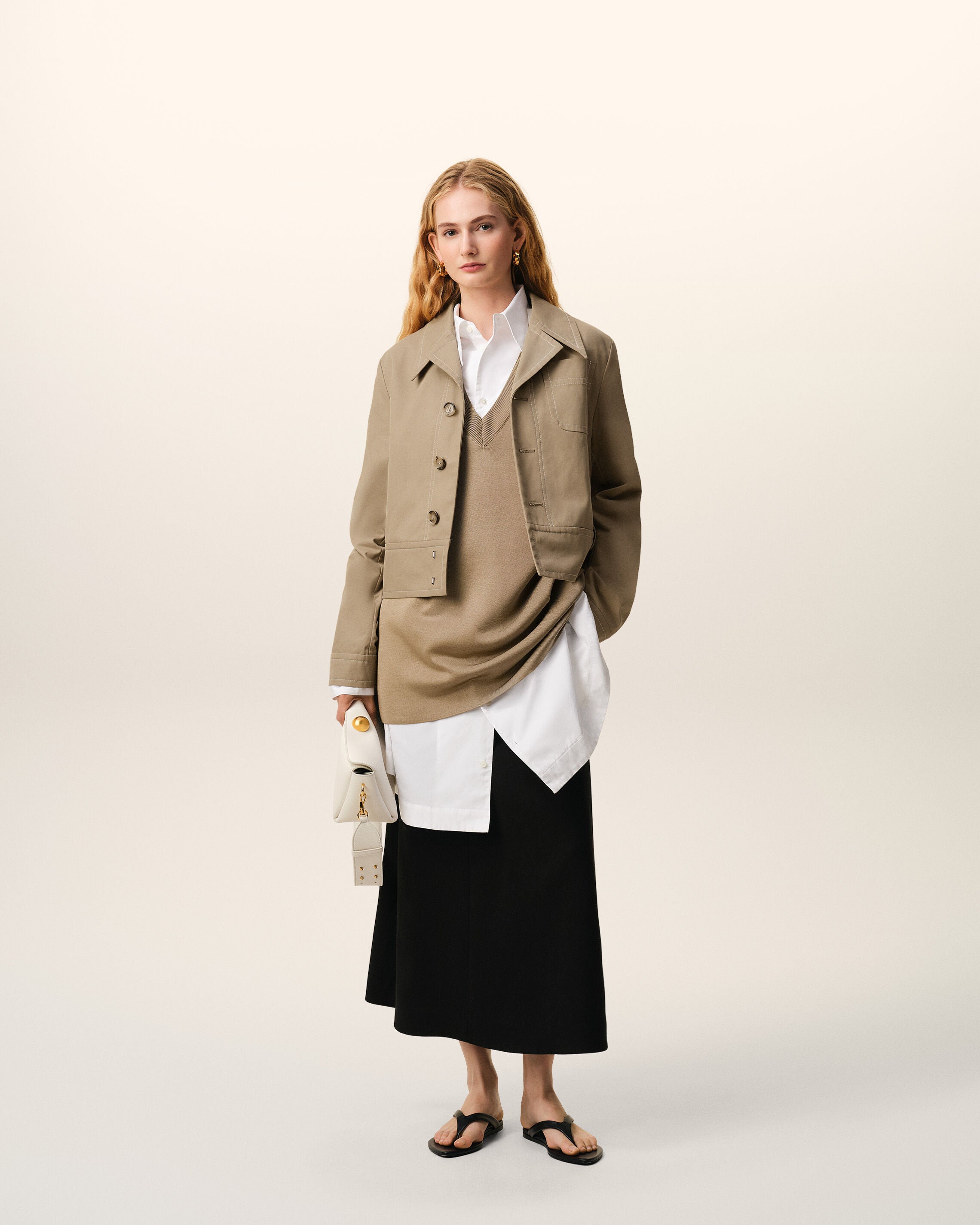 Beige Cotton Buttoned Jacket - 2