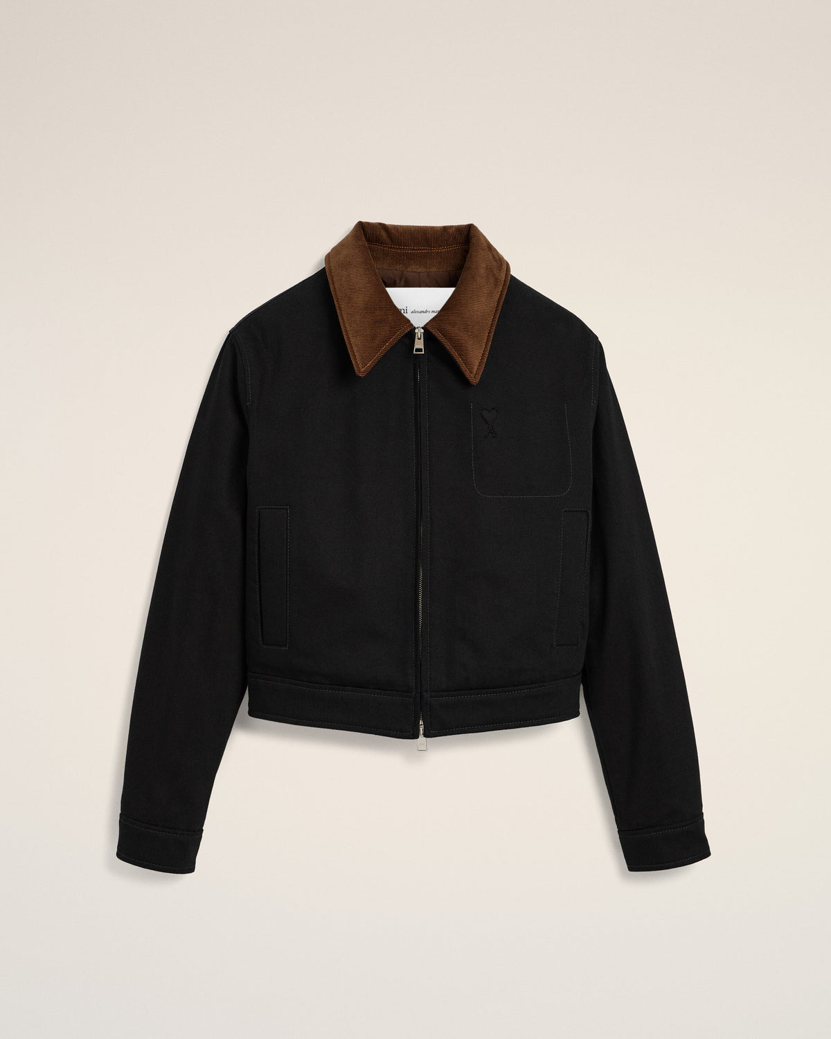 Black cotton zipped jacket with Ami de Coeur - 2