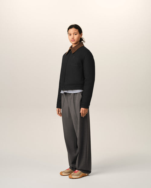 Black cotton zipped jacket with Ami de Coeur - Woman - 6 - AMI Paris - Ami Paris
