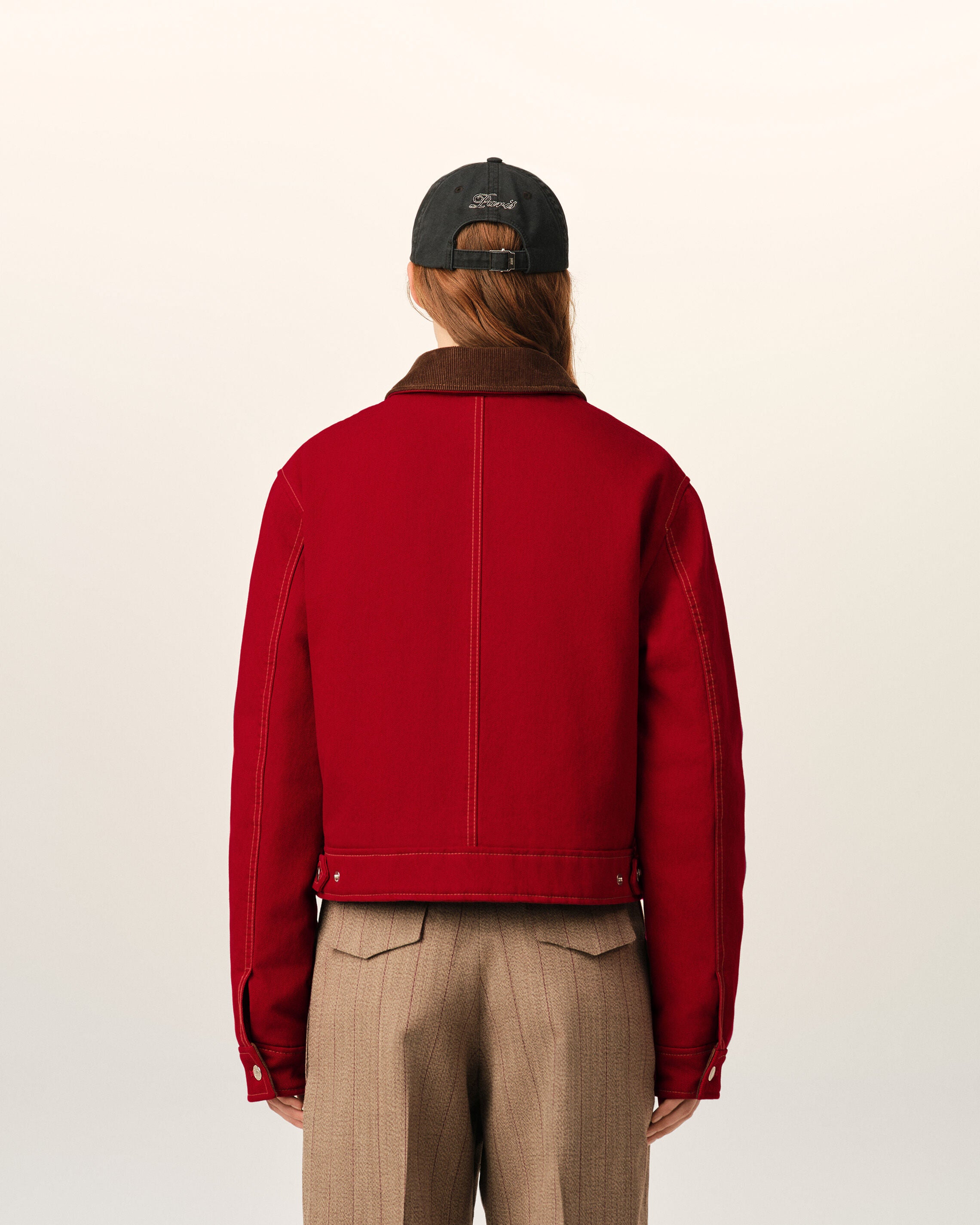 Red cotton zipped jacket with Ami de Coeur - 5