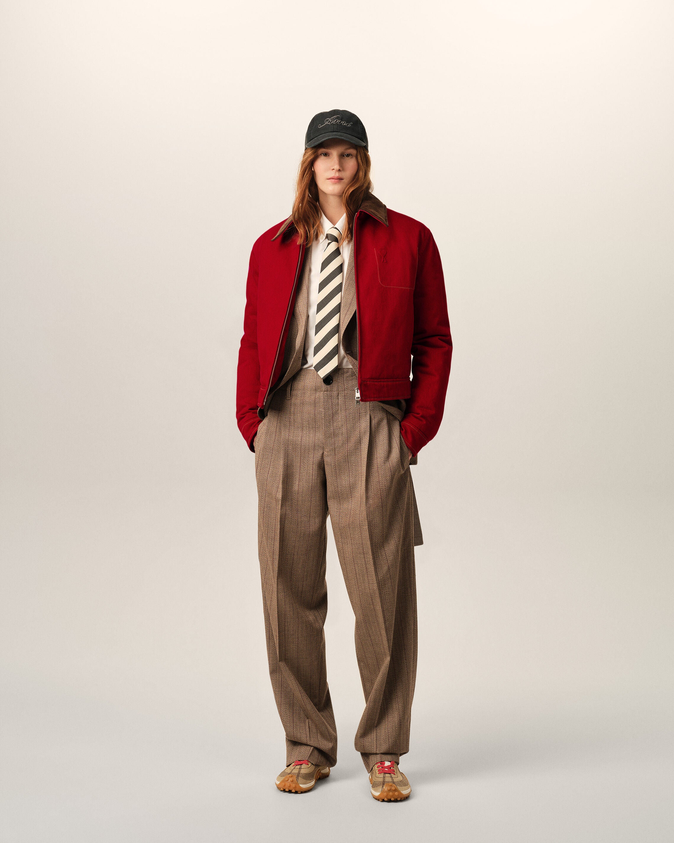 Red cotton zipped jacket with Ami de Coeur - 2