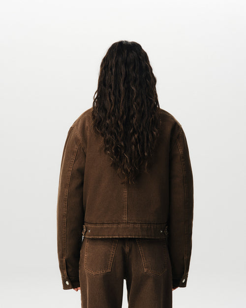 Brown cotton zipped jacket with Ami de Coeur - Woman - 5 - AMI Paris - Ami Paris