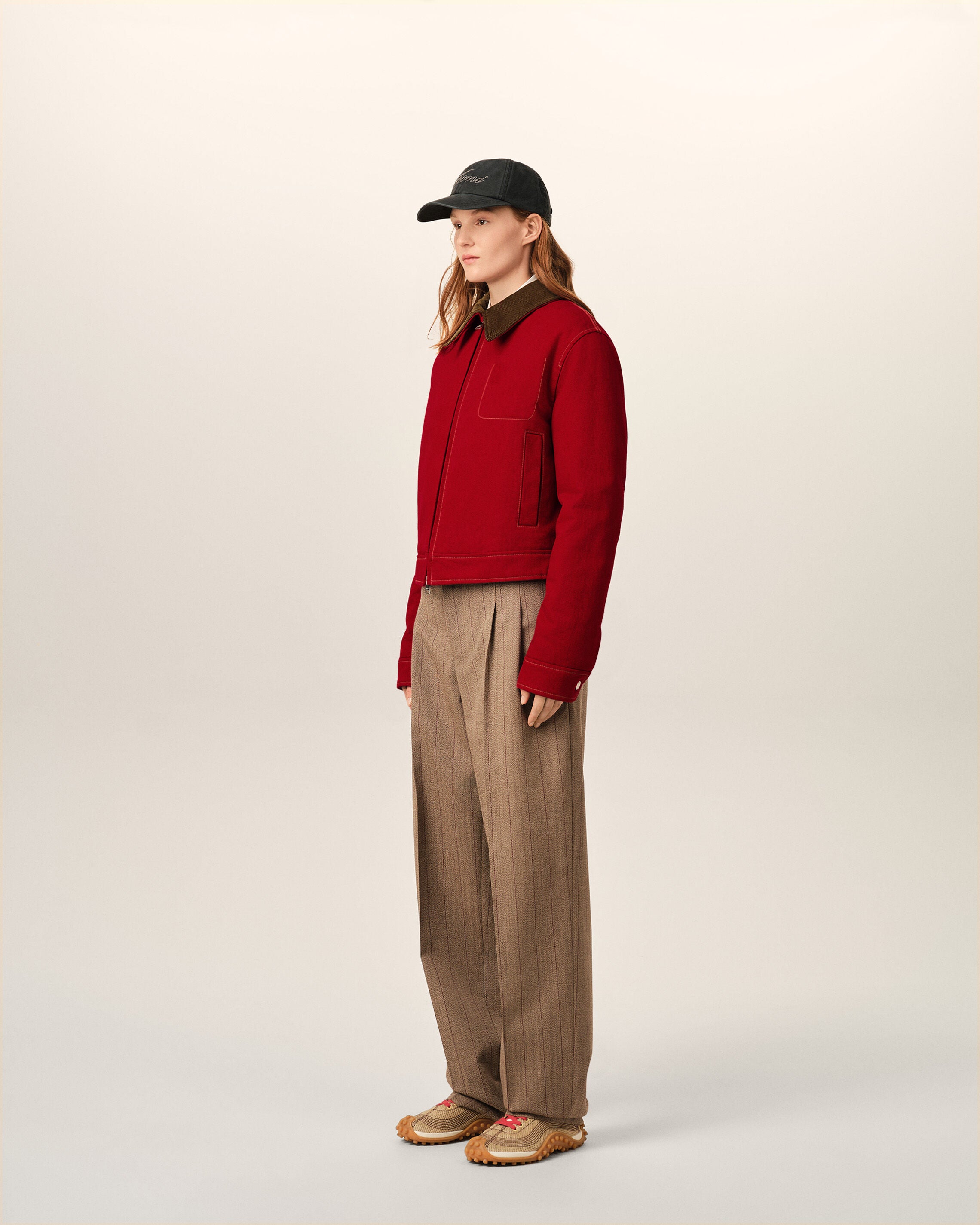 Red cotton zipped jacket with Ami de Coeur - 6