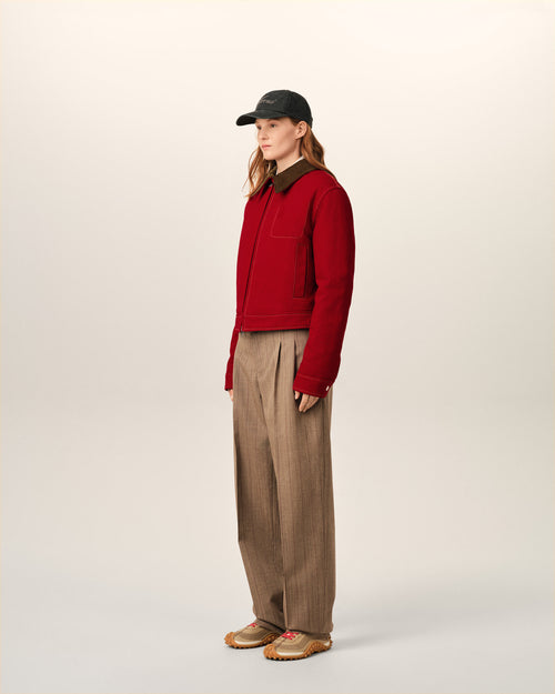 Red cotton zipped jacket with Ami de Coeur - Woman - 6 - AMI Paris - Ami Paris