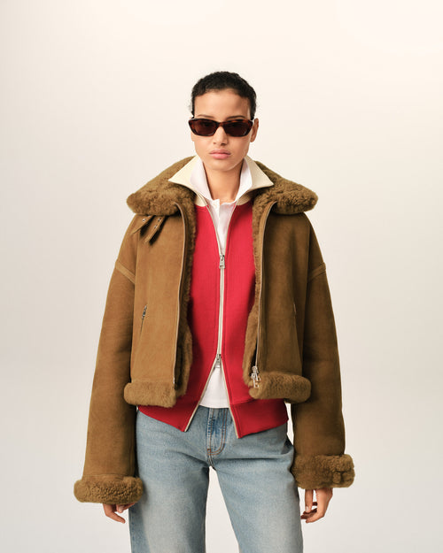 Sheep shearling aviator jacket - Femme - 3 - AMI Paris - Ami Paris