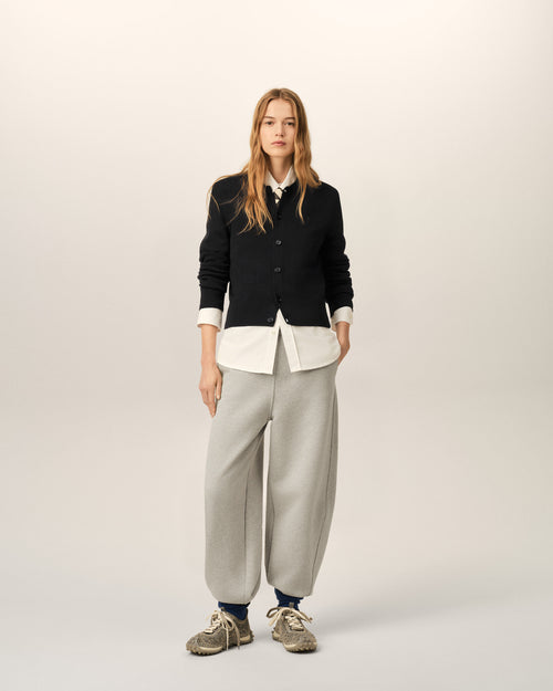 Black crewneck wool cardigan with Ami de Coeur - Woman - 3 - AMI Paris - Ami Paris