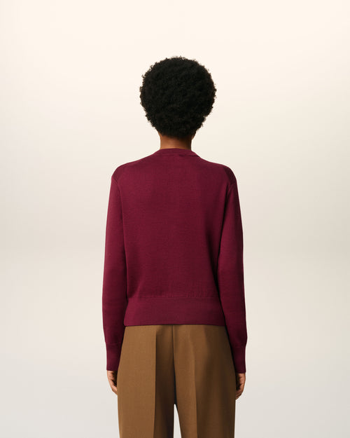 Burgundy Wool Ami De Coeur Cardigan - 5 - Ami Paris