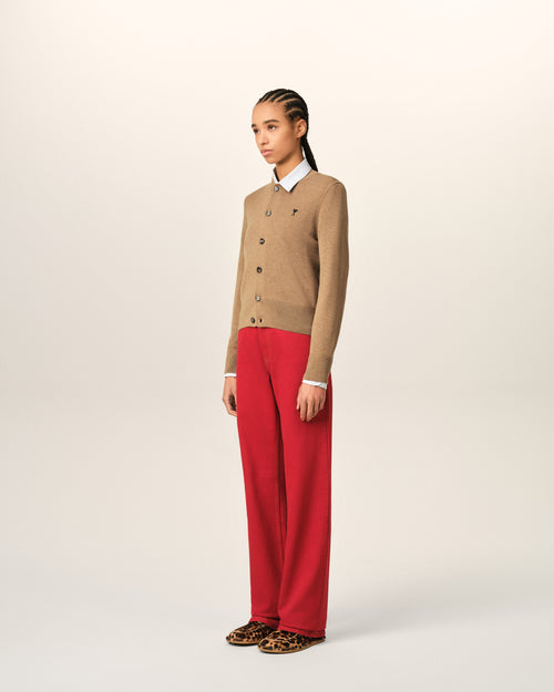 Cardigan beige col rond en laine Ami de Coeur - Femme - 6 - AMI Paris - Ami Paris