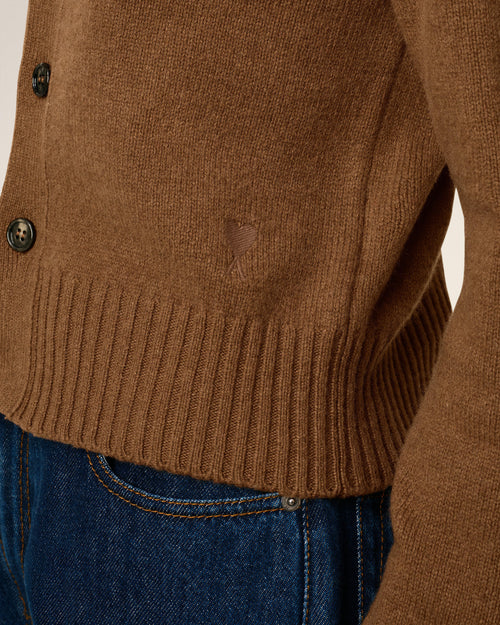 Brown Cashmere Ami De Coeur Cardigan - 4 - Ami Paris