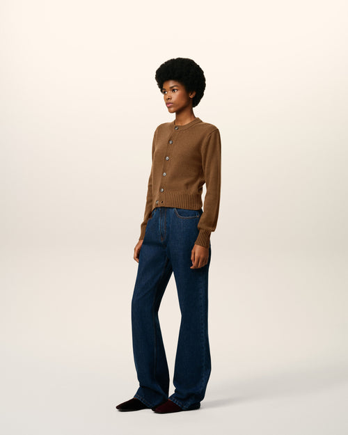 Brown Cashmere Ami De Coeur Cardigan - 6 - Ami Paris