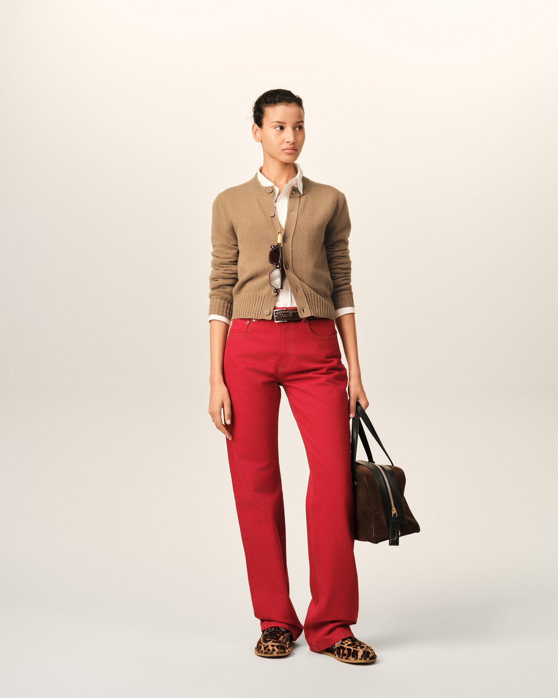 Cárdigan Ami de Cœur de cachemir beige con cuello redondo - 3
