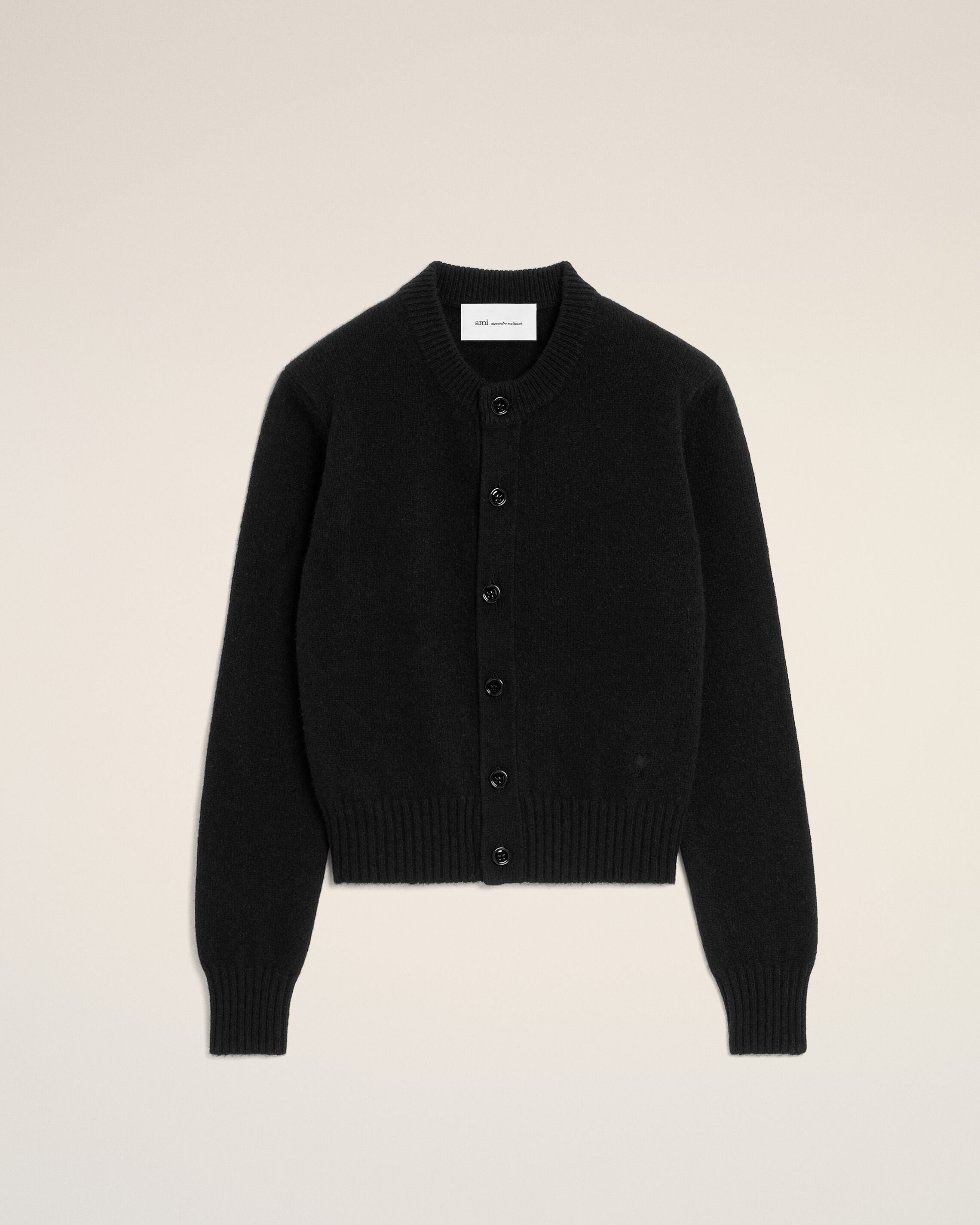 Ami de Coeur Cardigan aus schwarzem Kaschmir mit Rundhalsausschnitt - 1
