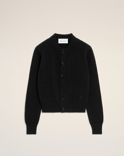 Ami de Coeur Cardigan aus schwarzem Kaschmir mit Rundhalsausschnitt - Damen - 1 - AMI Paris - Ami Paris
