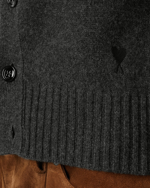 Grey Cashmere Ami De Coeur Cardigan - 4 - Ami Paris