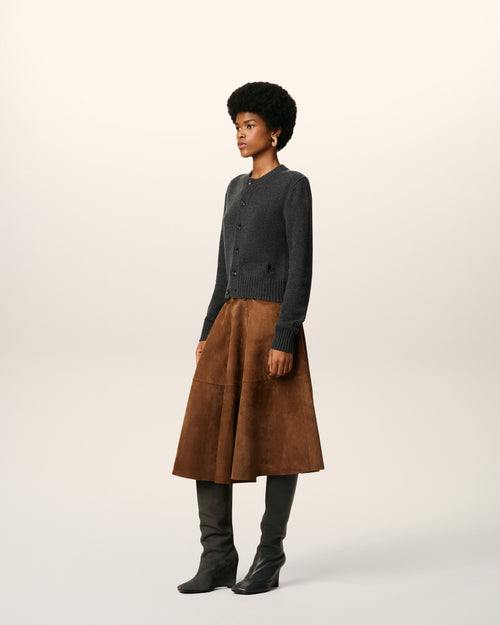 Grey Cashmere Ami De Coeur Cardigan - 6 - Ami Paris