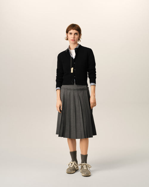 Ami de Coeur Cardigan aus schwarzem Kaschmir mit Rundhalsausschnitt - Damen - 3 - AMI Paris - Ami Paris