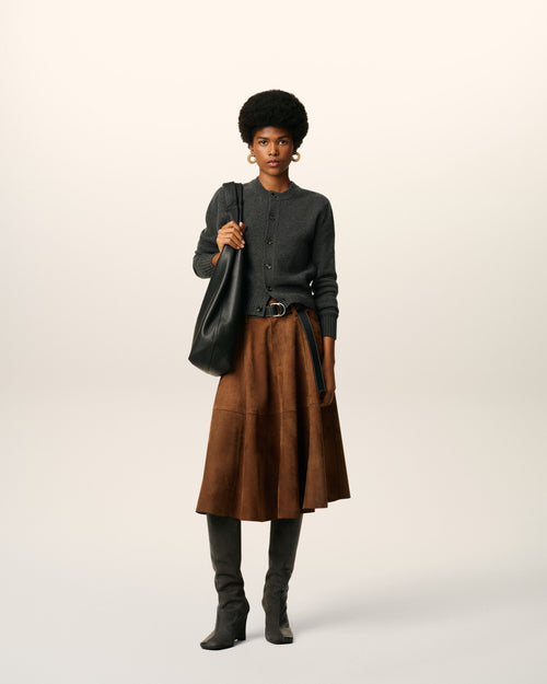                                     Grey Cashmere Ami De Coeur Cardigan - 3                                 - Ami Paris