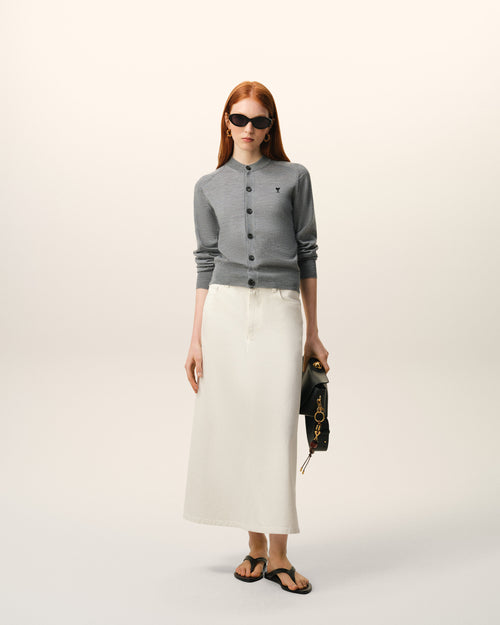                                     Grey Wool Crewneck Ami De Coeur Cardigan - 3                                 - Ami Paris