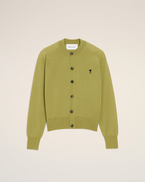 Cárdigan de cuello redondo Ami de Cœur de lana verde - Mujer - 1 - AMI Paris - Ami Paris