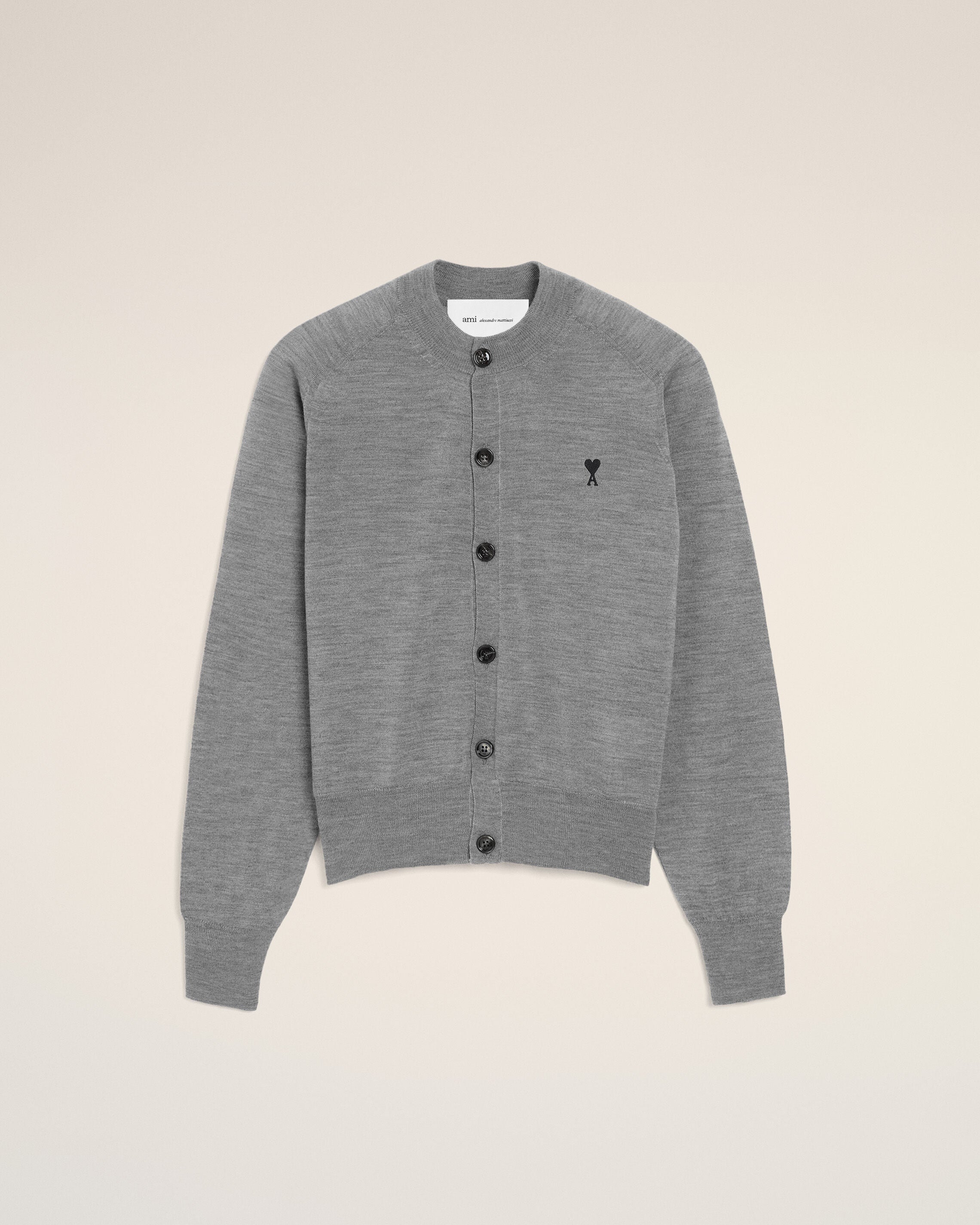 Grey Wool Crewneck Ami De Coeur Cardigan - 1