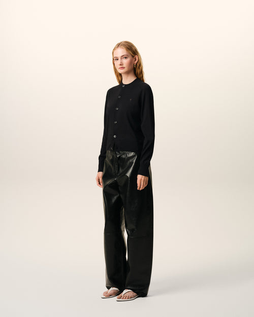 Cardigan Noir Col Rond Ami De Coeur en Laine - Femme - 6 - AMI Paris - Ami Paris