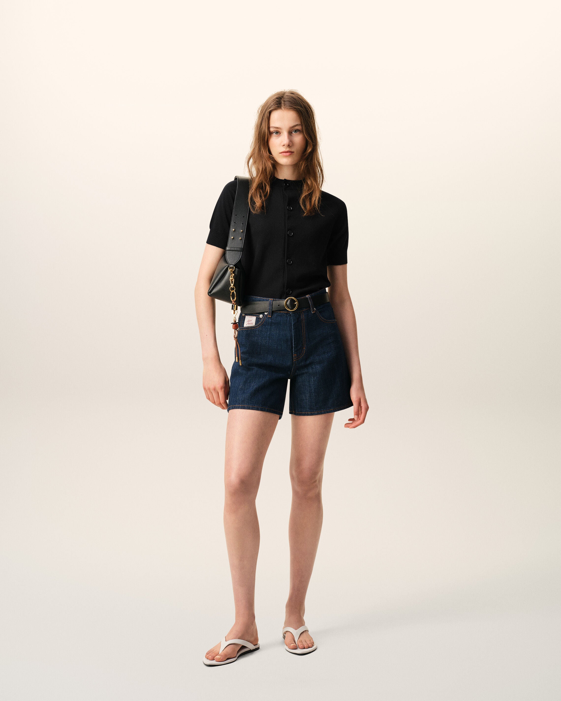 Black Wool Short Sleeves Ami De Coeur Cardigan - 2