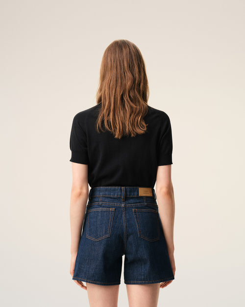 Black Wool Short Sleeves Ami De Coeur Cardigan - 5 - Ami Paris