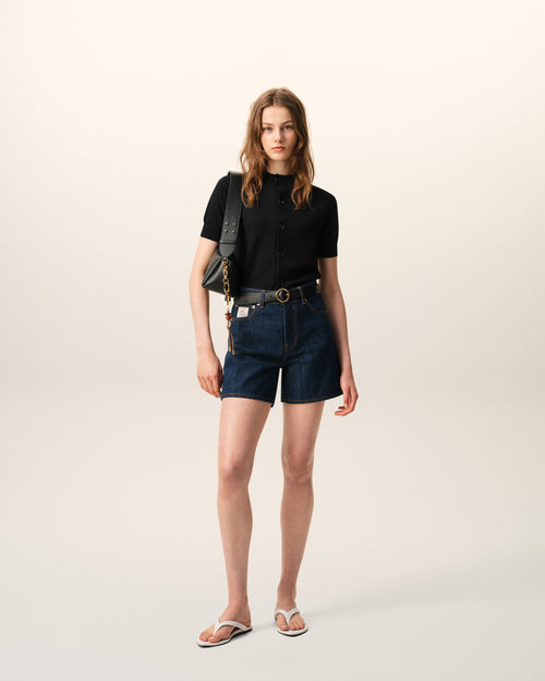                                     Black Wool Short Sleeves Ami De Coeur Cardigan - 3                                 - Ami Paris