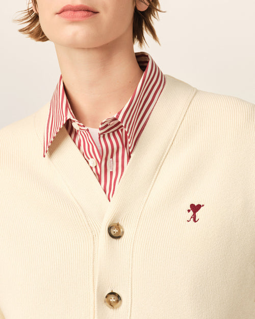 Cardigan blanc en coton et laine Ami de Coeur flèche - Femme - 4 - AMI Paris - Ami Paris