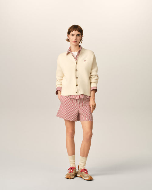 Cardigan blanc en coton et laine Ami de Coeur flèche - Femme - 3 - AMI Paris - Ami Paris