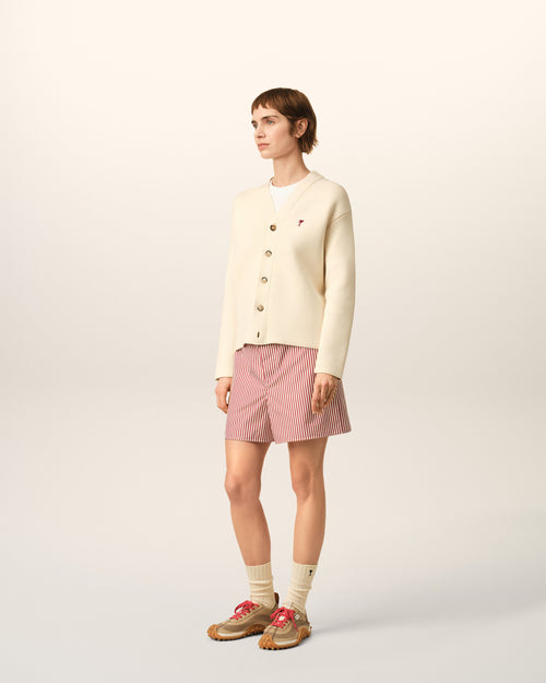Cardigan blanc en coton et laine Ami de Coeur flèche - Femme - 6 - AMI Paris - Ami Paris