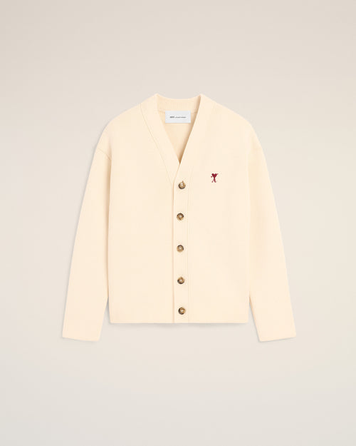 Cardigan blanc en coton et laine Ami de Coeur flèche - Femme - 1 - AMI Paris - Ami Paris