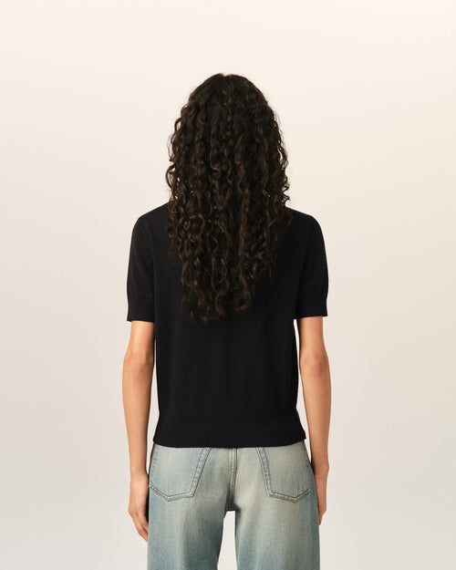 Cardigan noir en laine manches courtes Ami de Coeur - Femme - 5 - AMI Paris - Ami Paris