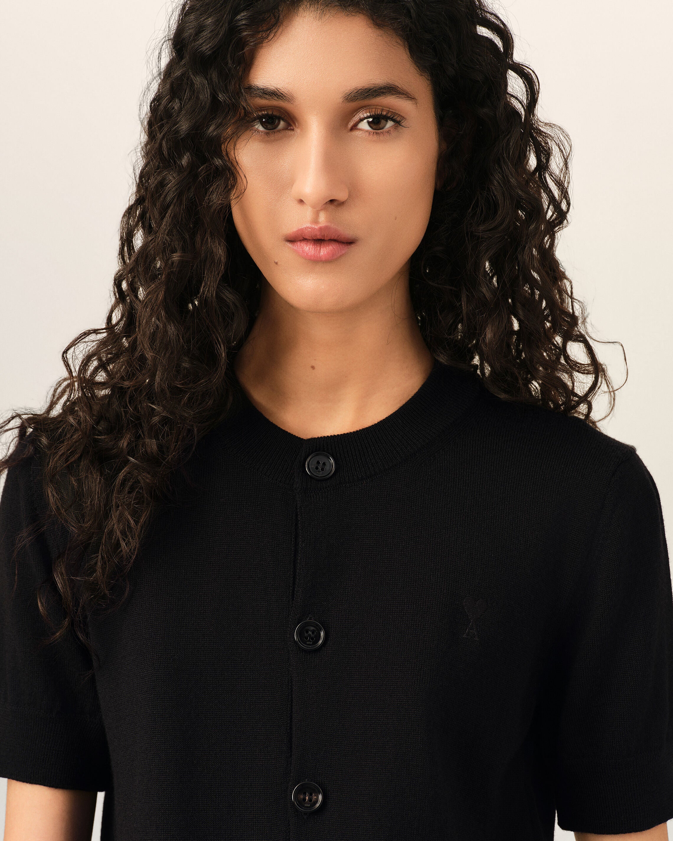 Cardigan noir en laine manches courtes Ami de Coeur - 4